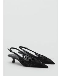 Mango - Mesh Kitten-Heel Shoes With Sequin-Embroidery - Lyst