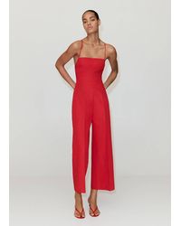 Mango - Cross-Back Linen Blend Playsuit - Lyst