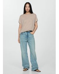 Mango - Short-sleeved Linen T-shirt - Lyst