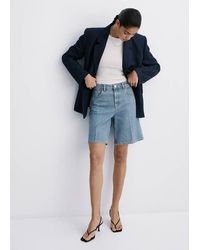 Mango - High-Waist Straight-Fit Denim Shorts - Lyst