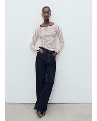 Mango - Cotton T-Shirt With Buttoned Cuffs - Lyst