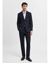 Mango - Stretch Fabric Super Slim-fit Suit Trousers Dark - Lyst