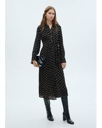Mango - Polka-Dot Shirt Dress With Knot Detail - Lyst