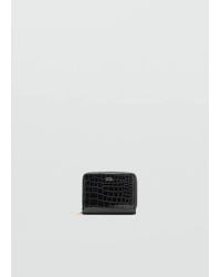 Mango - Medium Glossy Croc Wallet - Lyst