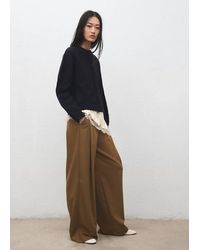 Mango - Pleated Wide Leg Trousers - Lyst