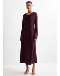 Mango - Long Dress With Draped Neck - Lyst