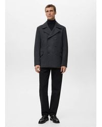 Mango - Short Double-Breasted Wool Coat - Lyst