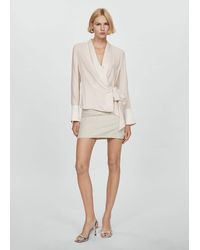 Mango - Double-breasted Blouse With Bow - Lyst
