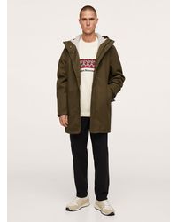 Mango Quilted Hooded Parka Khaki - Natural