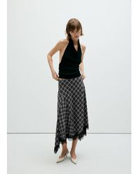 Mango - Fluid Midi Checked Skirt - Lyst