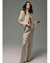Mango - Straight-Cut Jacquard Trousers - Lyst