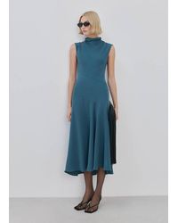 Mango - Long Dress With Draped Neck - Lyst