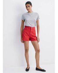 Mango - High-Rise Denim Shorts - Lyst