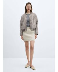 Mango - Quilted Bomber Jacket Light Heather - Lyst