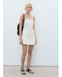 Mango - Short Denim Pinafore Dress - Lyst