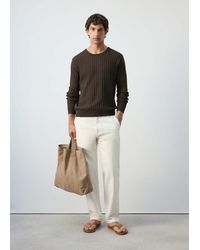 Mango - Ribbed Cotton-Linen Blend Sweater - Lyst