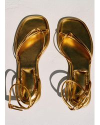 Mango - Metallic Strap Sandals - Lyst