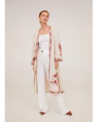 Mango Linnen Kaftan Met Borduursel - Roze