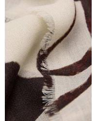 Mango - Printed Scarf With Frayed Finishes - Lyst