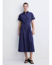Mango - Lyocell Belted Shirt Dress - Lyst