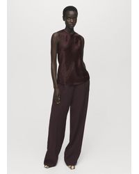 Mango - Crinkled Effect Satin Blouse - Lyst