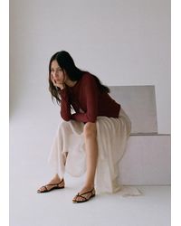 Mango - Leather Sandals With Strap And Contrasting Toe - Lyst