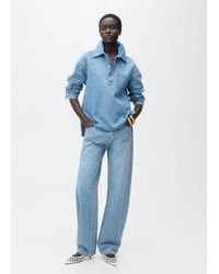 Mango - Denim Blouse With Pocket - Lyst
