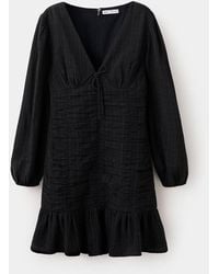 MANGO TEEN - Short, Textured Dress With A V-Neck - Lyst