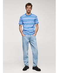 Mango - Striped 100% Cotton T-shirt - Lyst
