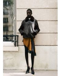 Mango - Leather Jacket With Detachable Fur Collar - Lyst