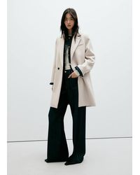 Mango - Double-Breasted Wool Coat - Lyst