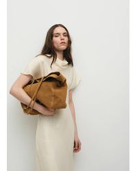Mango - Suede Shopper Bag With Bow Closure - Lyst