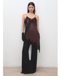 Mango - Top Sottoveste Pizzo Bordeaux - Lyst