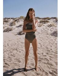 Mango - Draped Asymmetric Swimsuit - Lyst