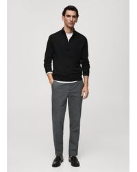 Mango - 100% Merino Wool Perkins-Neck Sweater With Zip - Lyst