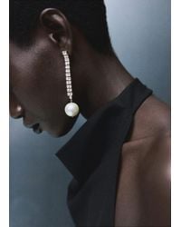 Mango - Boucles D'Oreilles Pendantes Perle Combinées Or - Lyst