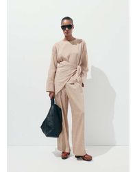 Mango - Striped Lyocell Trousers - Lyst
