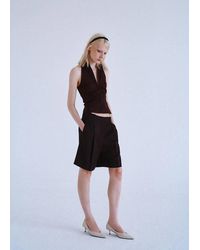 Mango - V-Neck Gathered Blouse - Lyst