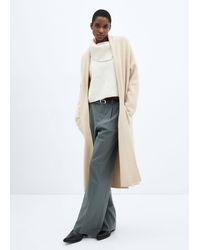 Mango - Oversized Knitted Coat With Pockets Light/pastel - Lyst