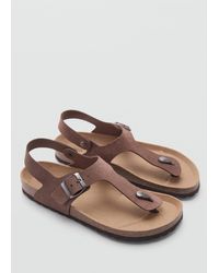 Mango - Leather Sandals With Straps - Lyst