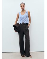 Mango - Crochet Top With Flowers - Lyst