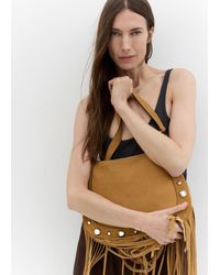 Mango - Suede Bag With Fringes And Stud Details - Lyst