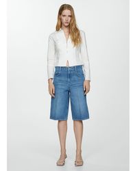 Mango - Fitted Cotton Zipper Shirt Off - Lyst