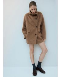 Mango - Mantel Aus Wollgemisch Mit Trichterkragen - Lyst