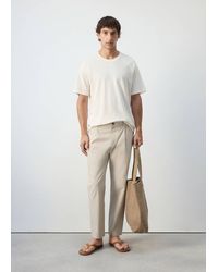 Mango - Regular Fit Cotton Blend Pleated Striped Trousers - Lyst