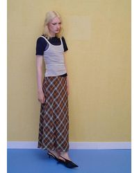 Mango - Checked Midi Skirt - Lyst