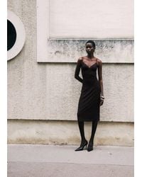 Mango - Lace V-Neck Dress - Lyst