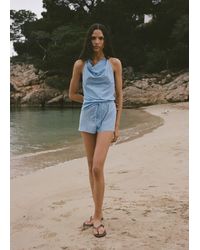 Mango - Cotton Shorts With Rhinestone Detail - Lyst