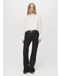 Mango - Blouse With Lace Trim Details - Lyst