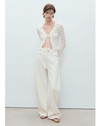 Mango - Crochet Cardigan With Bow Closure - Lyst
